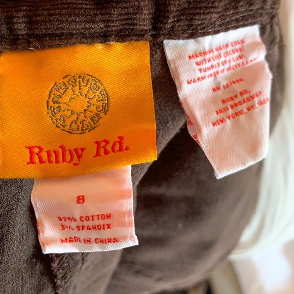 Brown Corduroy Women's Straight Pants Ruby Road - Picture 4 of 4